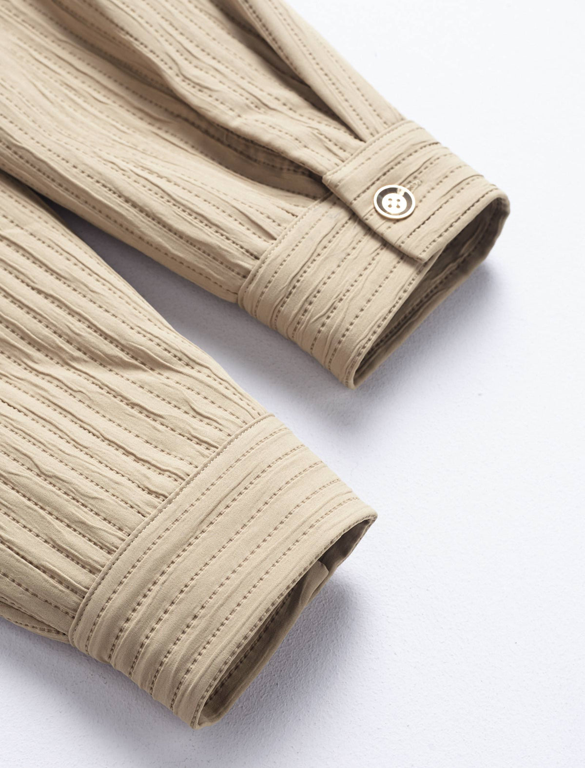 Vertical Textured Dual Chest Pocket Oversized Button Down Shirt