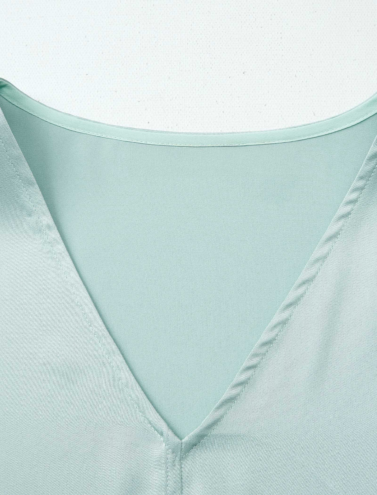 Mint Green V-Neck Cap Sleeve Blouse