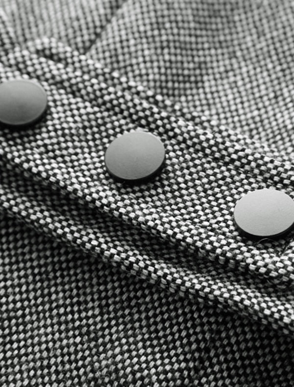 Wool V-Neck Belted Sleeveless Midi Dress