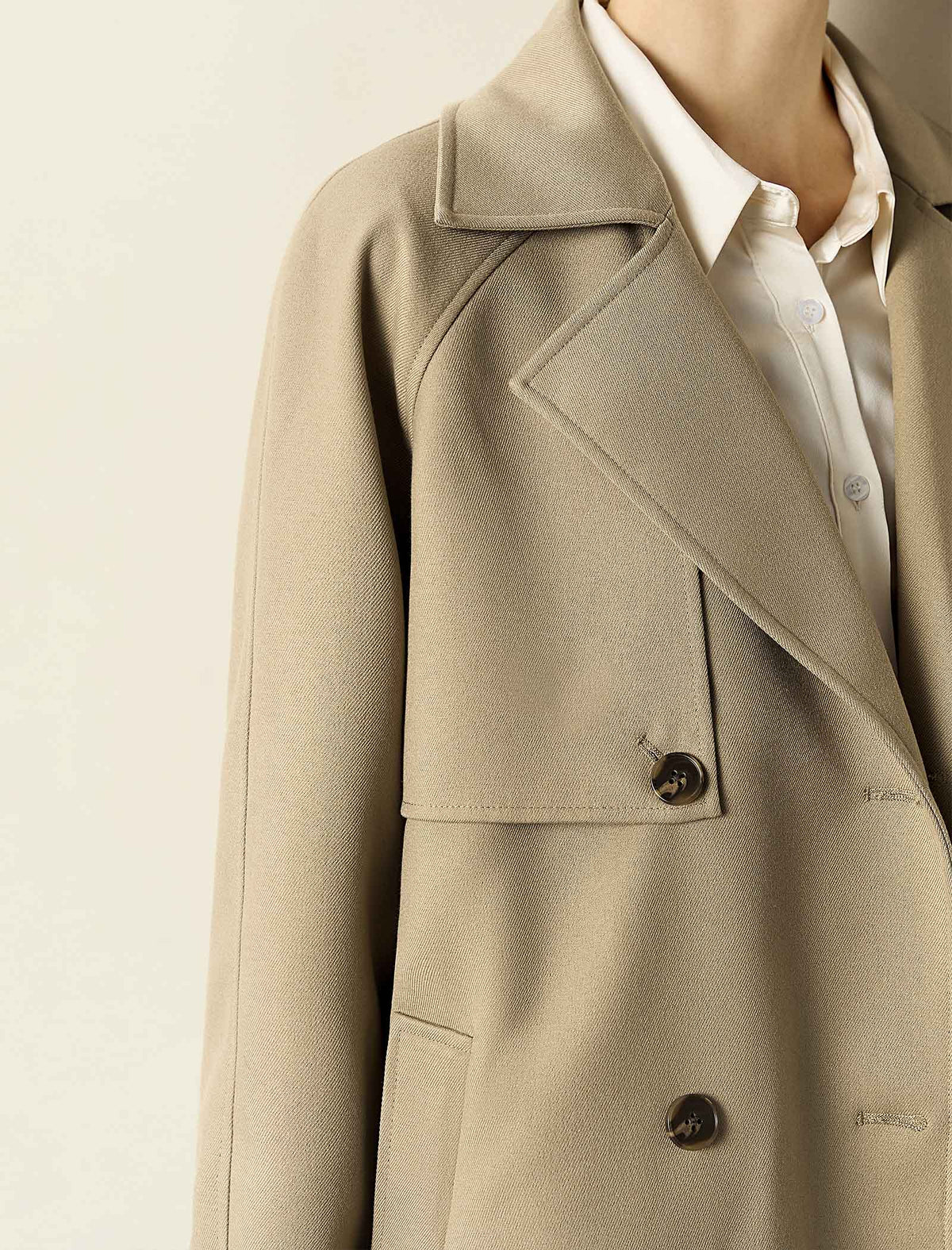 Double-Breasted Short Trench Coat