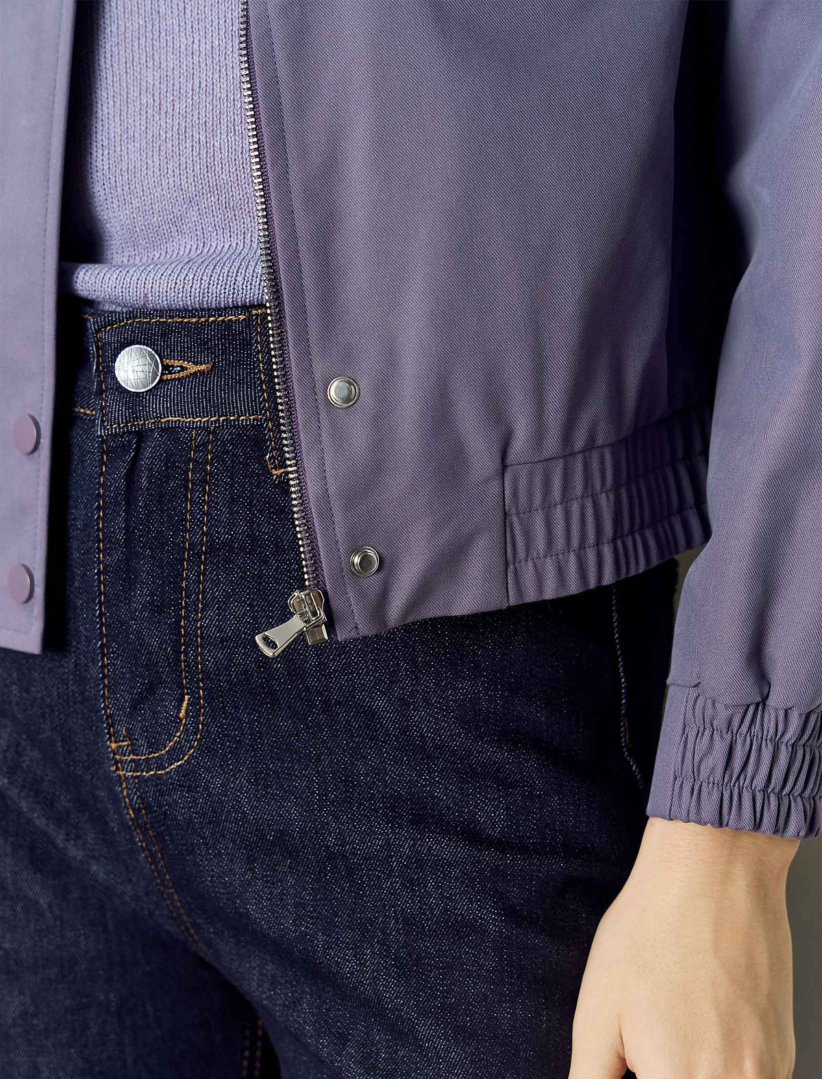 Collared Zip Up Cropped Jacket
