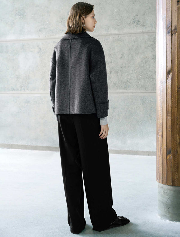 Asymmetric Button Wool-Blend Jacket