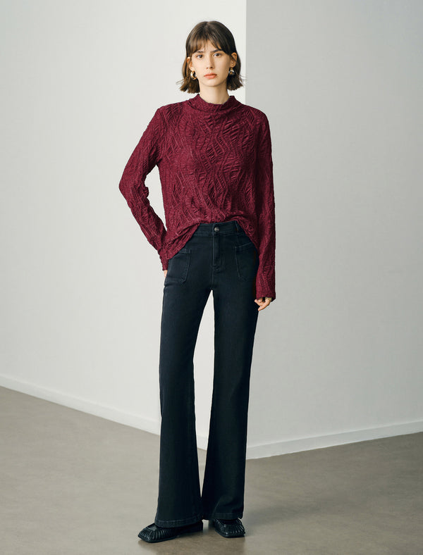 Textured Mock Neck Top