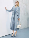Gathered Waist Double-Breasted Trench Coat