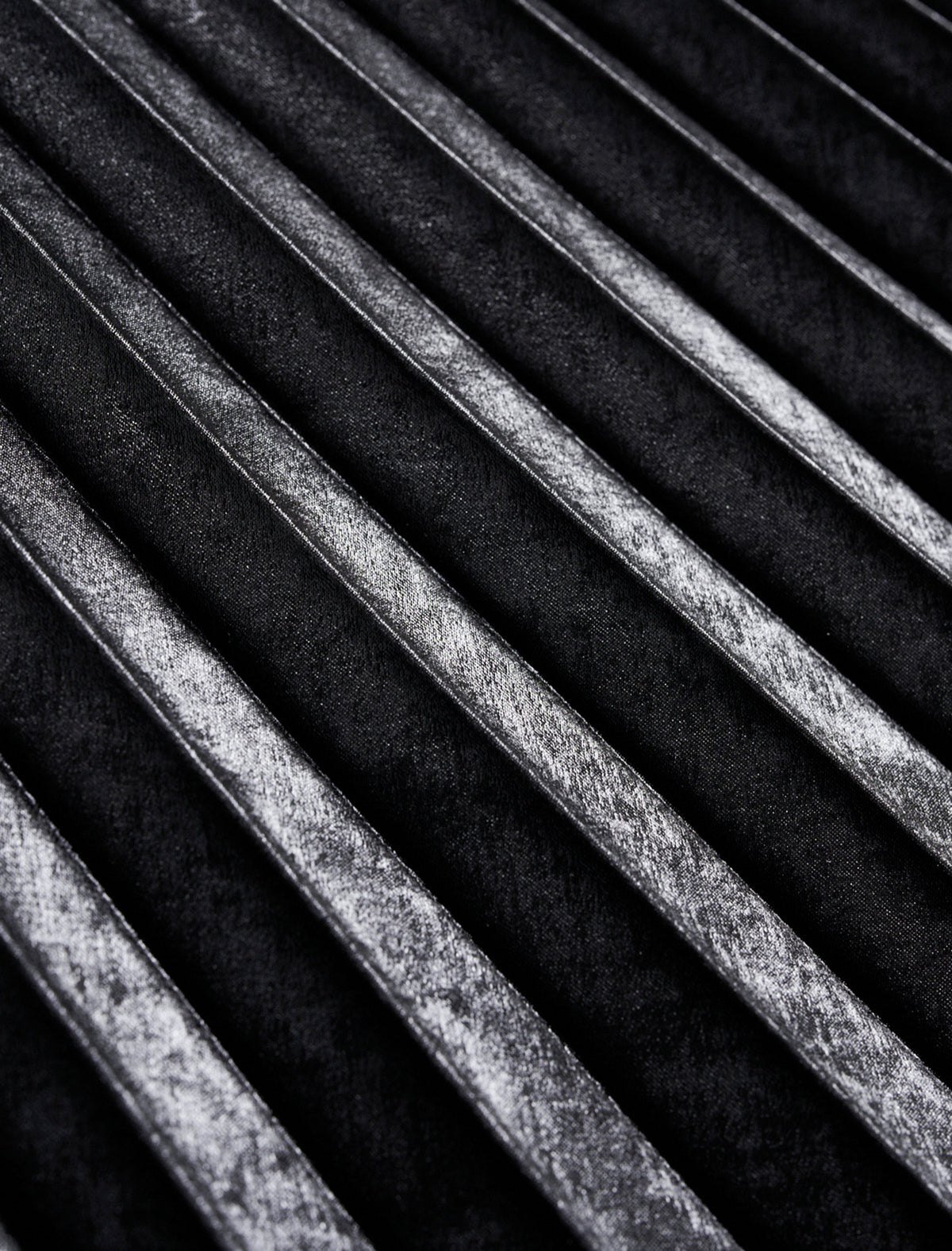 Black Metallic Pleated Midi Skirt