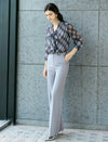 Bow‑Tie Plaid Long Sleeve Blouse