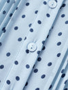 Light Blue Polka Dot Pleated Midi Dress