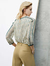 Crew Neck Striped 3/4 Sleeve Top
