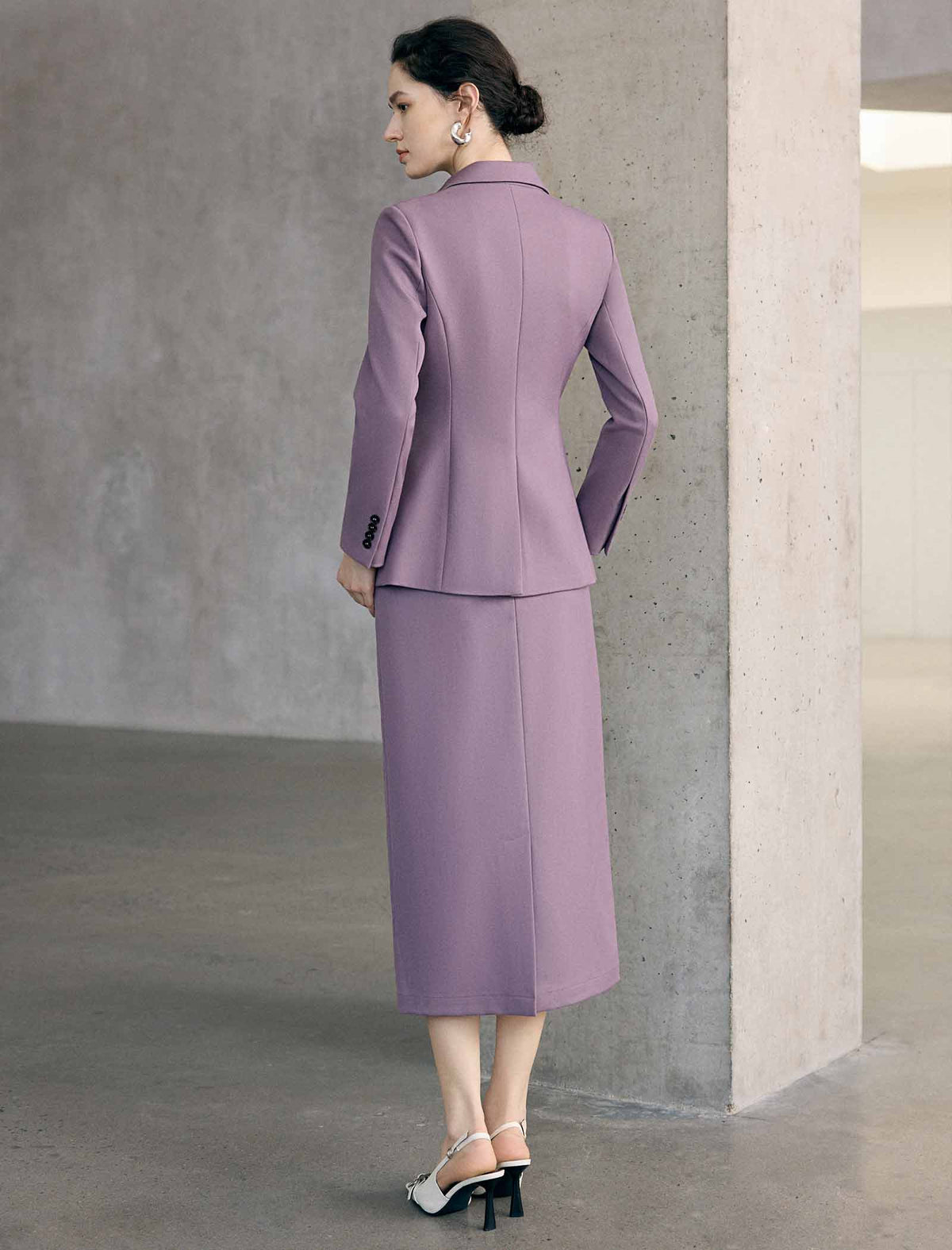 Double Breasted Notched Lapel Tailored Blazer