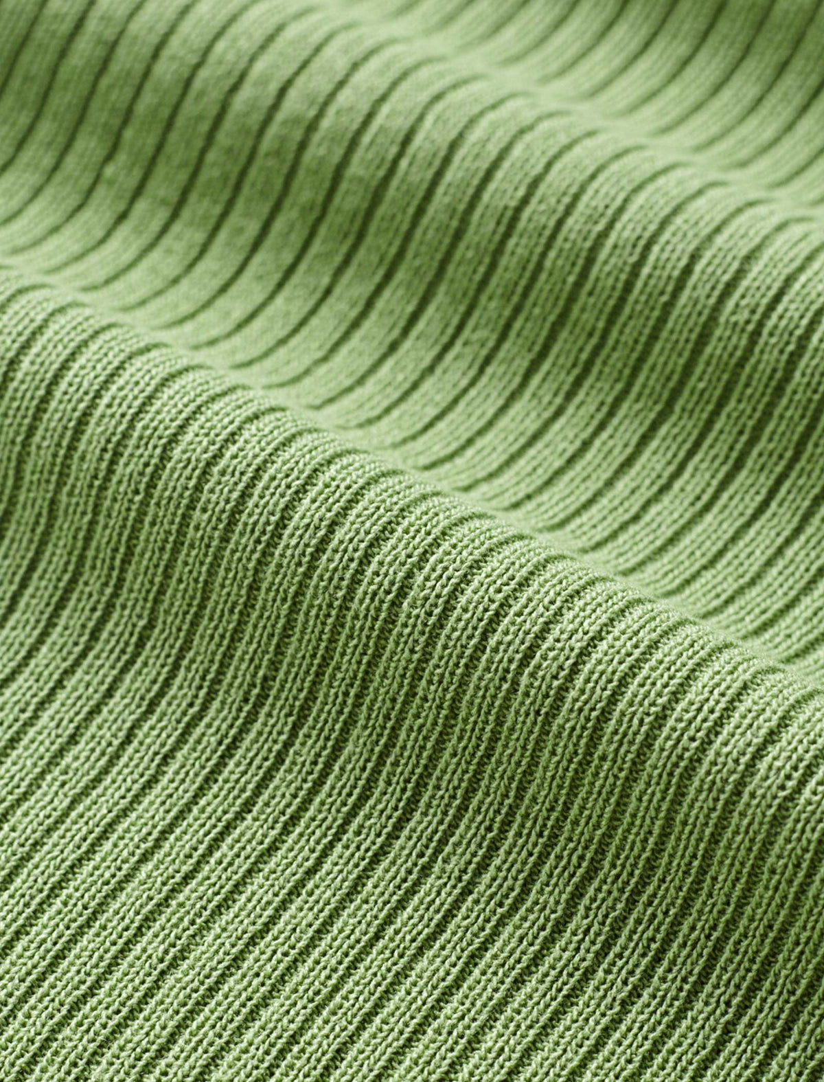 Leaf Green Ribbed V-Neck Layered Knit Top