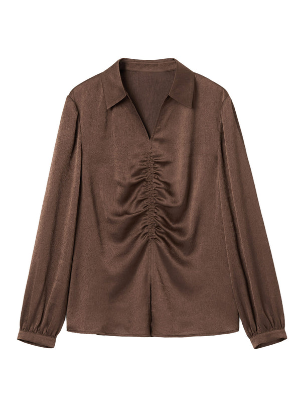 Ruched Front Collared Shirt