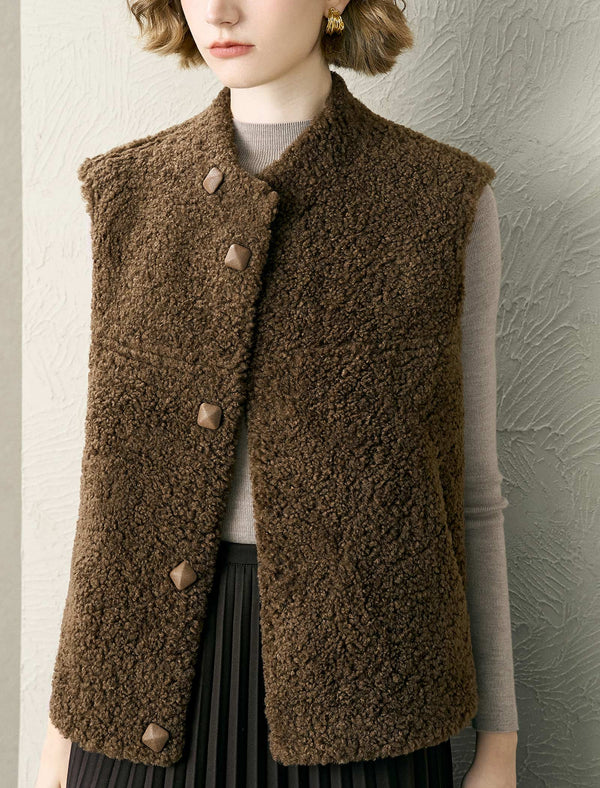 Reversible Faux Shearling And Faux Leather Vest