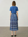 Geometric Tie-Dye High Waist Pleated Midi Skirt
