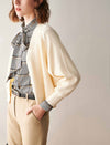 Plaid Tie Neck Blouse