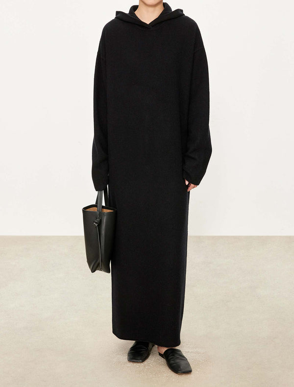 Oversized 100%Wool Hooded Midi Dress