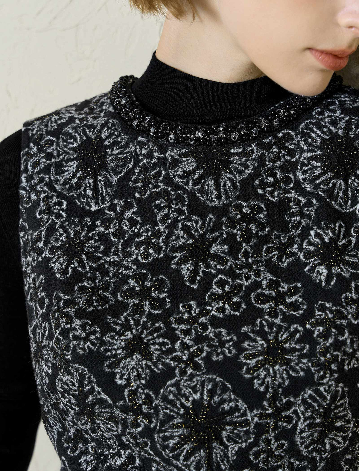 Textured Floral Ruffle Hem Sleeveless Sheath Dress