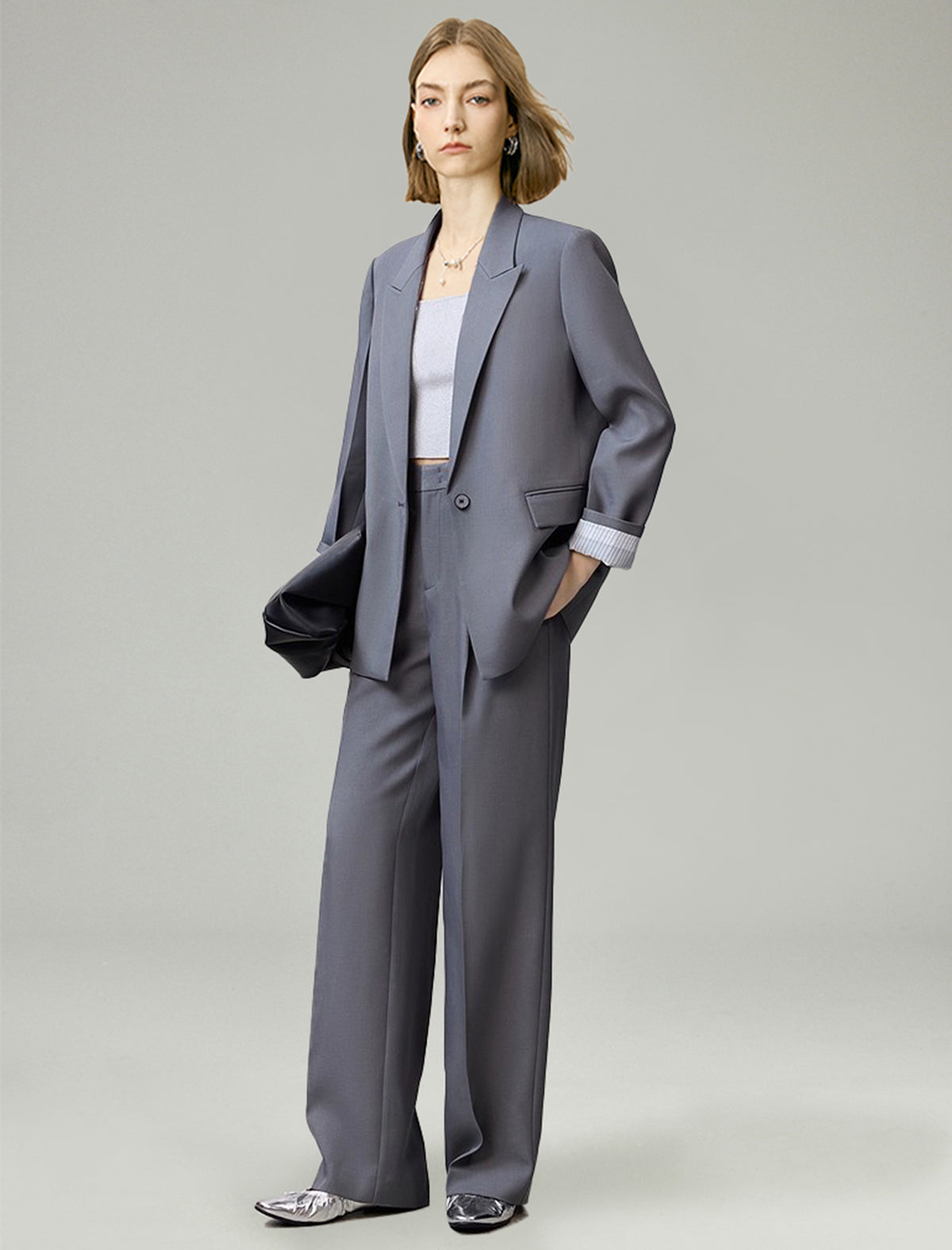 One Button Relaxed Fit Blazer