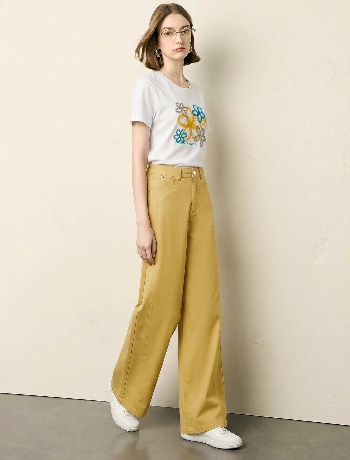High Waisted Wide Leg Cotton Pants