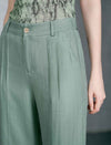 Sage Green Linen Blend High Waist Wide Leg Pants