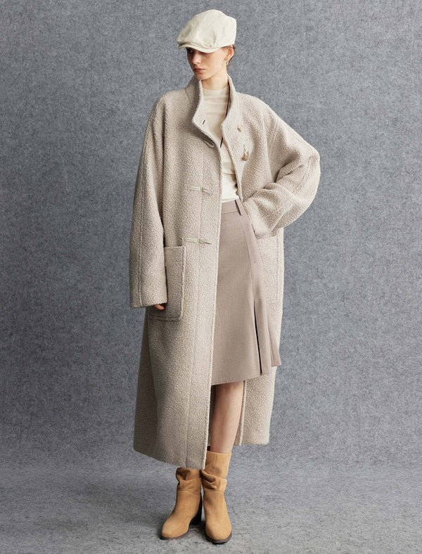 Wool-Blend Toggle Closure Duffle Coat