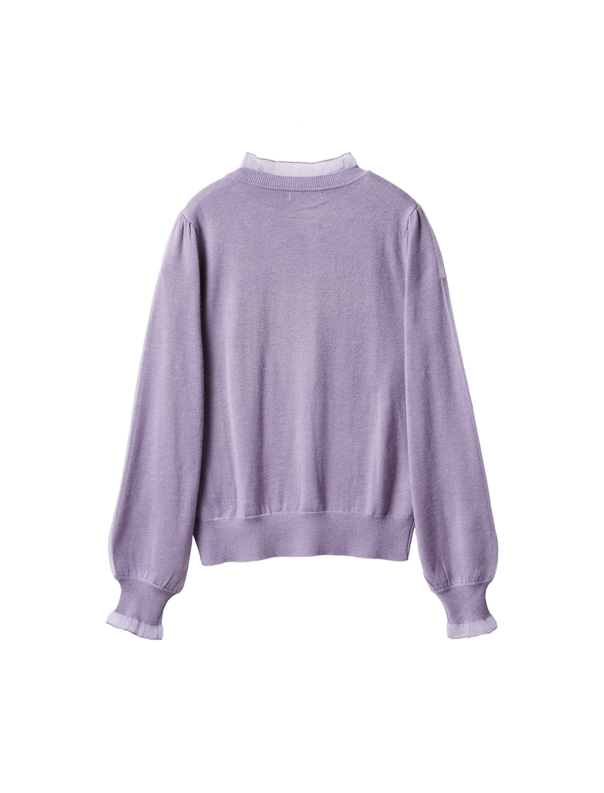 Ruffled Mock Neck Puff Sleeve Sweater