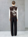 Wool Blend Jacquard Crewneck Sleeveless Knit Vest
