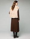 Stand-Collar Button-Front Sleeveless Cropped Vest