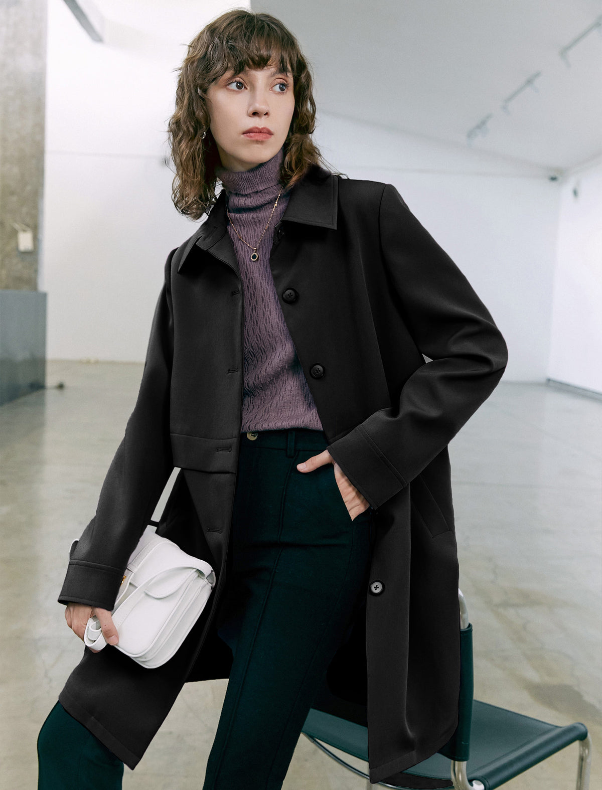 Collared Relaxed Straight-Fit Trench Coat