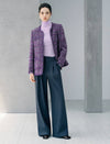 Wool Blend Textured Braided Trim Open-Front Jacket