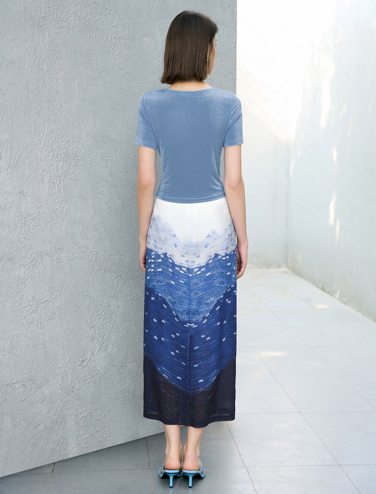 Ocean Breeze High-Waist Midi Skirt
