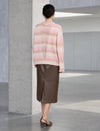 Gradient V Neck Button Front Knit Cardigan