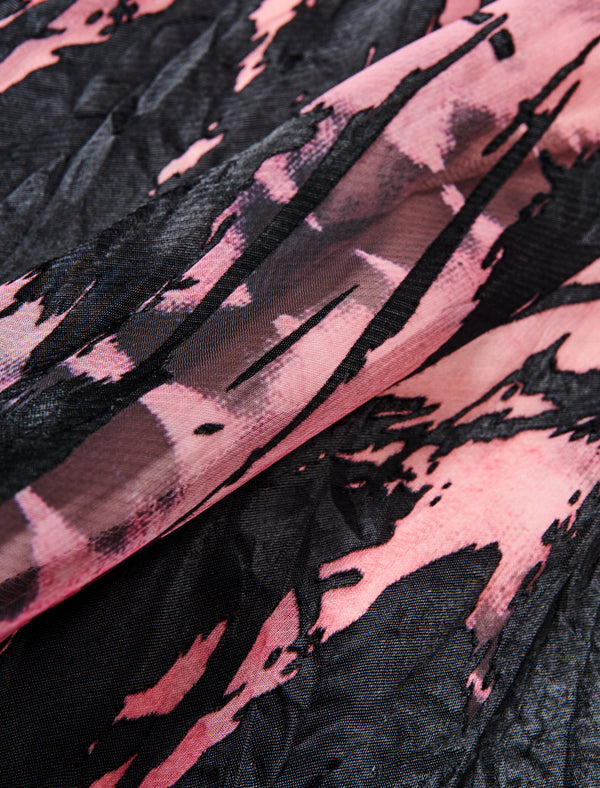 Abstract Brushstroke Print Fishtail Midi Skirt