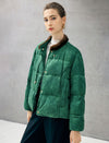 Jacquard Stand-Collar Frog-Button Quilted Cropped Coat