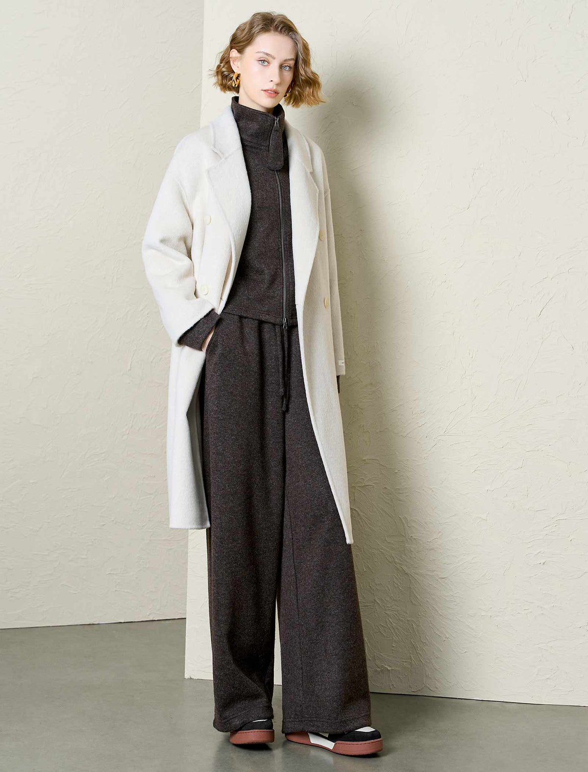 Heathered Wool-Blend Zip-Up Tracksuit Set