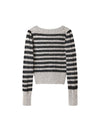 Shimmer Stripe Gold-Tone Button Knit Cardigan