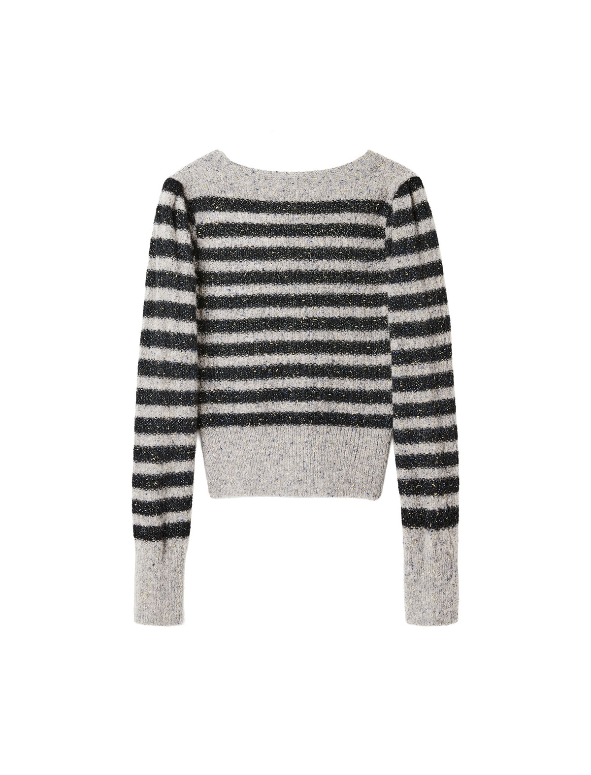 Shimmer Stripe Gold-Tone Button Knit Cardigan