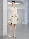 Chain-Trimmed Pocket in a Blended Fabric Knit Skirt
