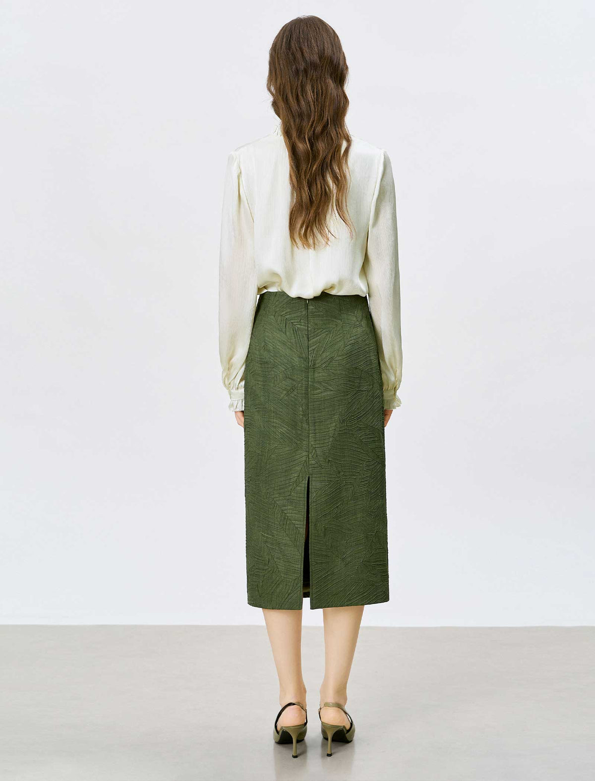 Ivory Ruffled Tie-Neck Blouse