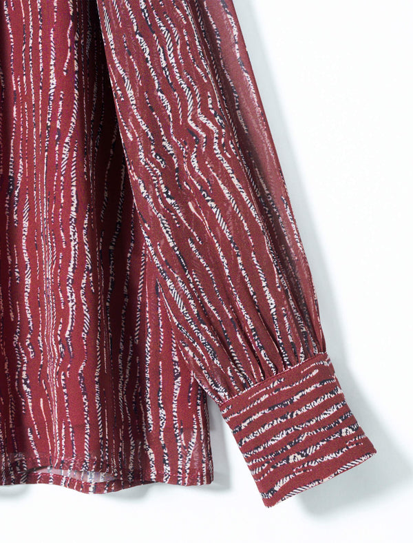 Chiffon Striped Bow Tie Blouse