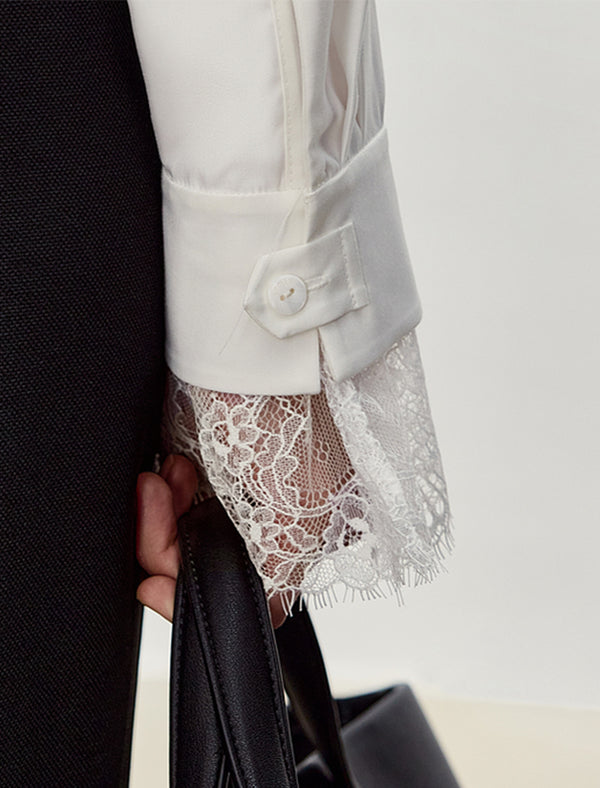 Lace Detail V-Neck Blouse