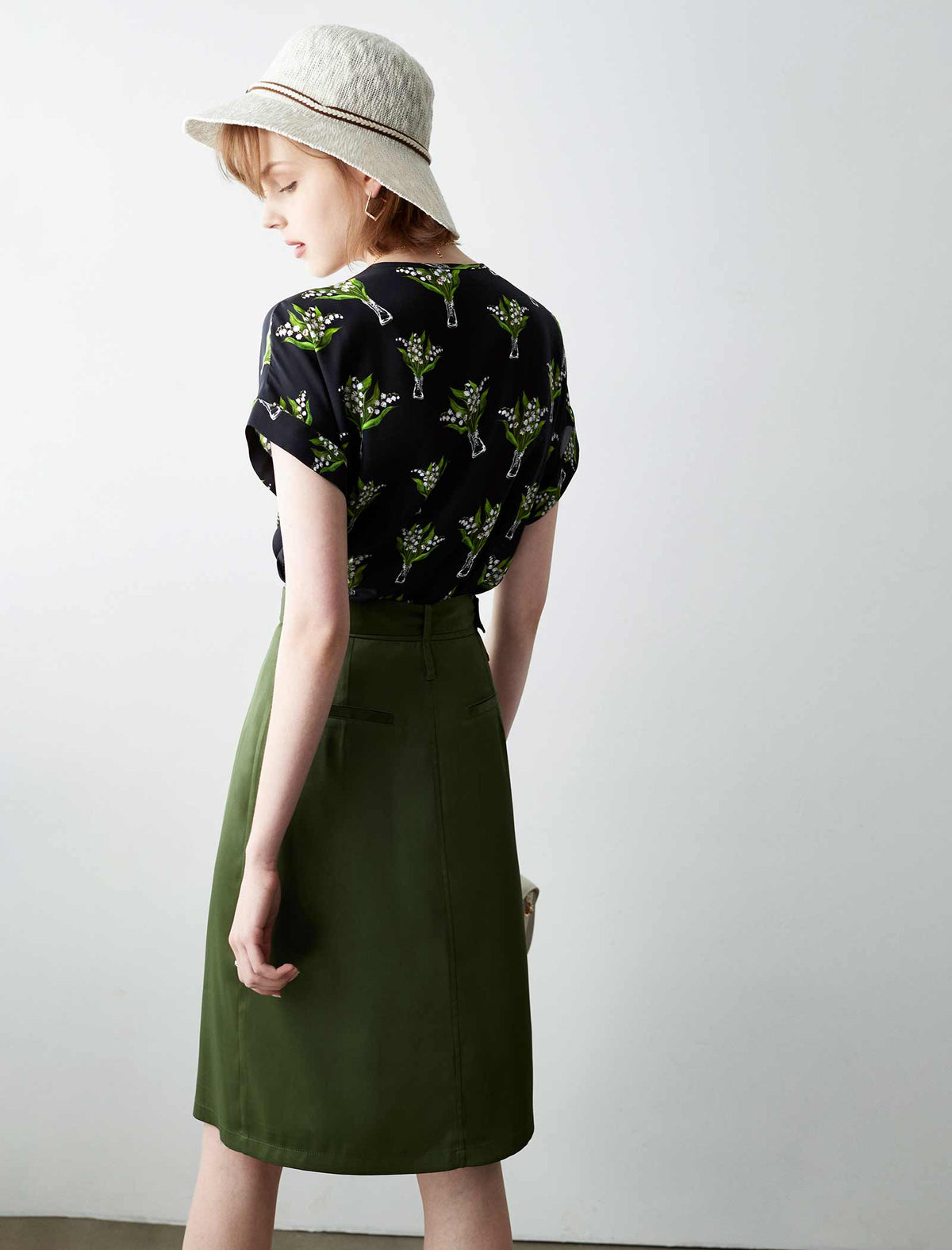 High-Waisted Straight Skirt