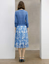 High Waist Botanical Print Midi Flare Skirt