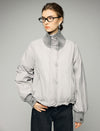 Textured-Trim Contrast-Collar Button-Front Puffer Jacket