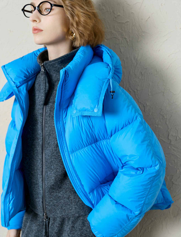 Hooded Cropped Down Jacket
