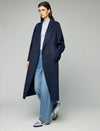 Wool Blend Notched-Lapel Double-Breasted Relaxed Long Coat