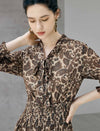 Paisley Print Tie Neck Smocked Waist Midi Dress