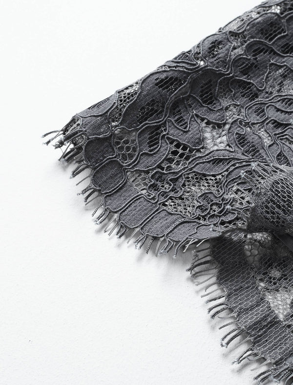 Lace Beaded Neckline Midi Dress