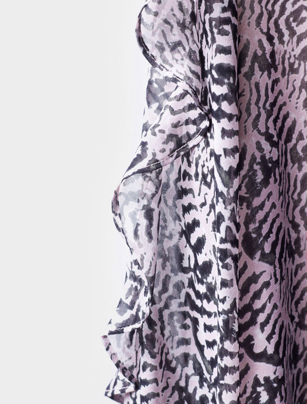 Bow Tie Detail Ruffle Sleeve Blouse