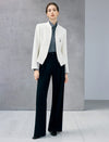 Wool Blend Stand-Collar Zip-Front Peplum Jacket