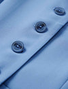 Dusty Blue Collared Button Down Peplum Short Sleeve Top